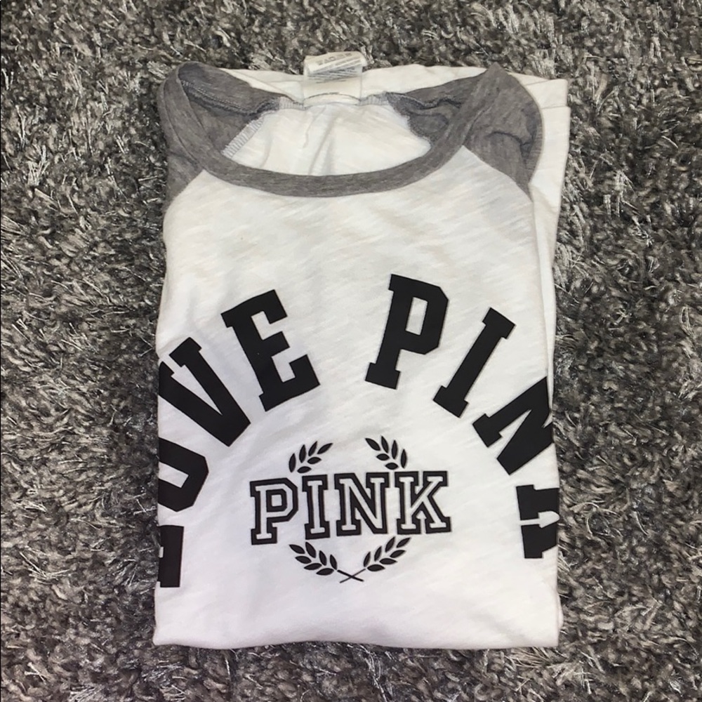 victoria secret/pink cropped long sleeve shirt